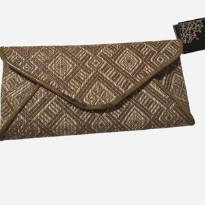 Woven Envelope Clutch in Brown